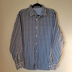 Banana Republic Mens XL Blue Gingham Slim Fit Poplin Button Up Shirt